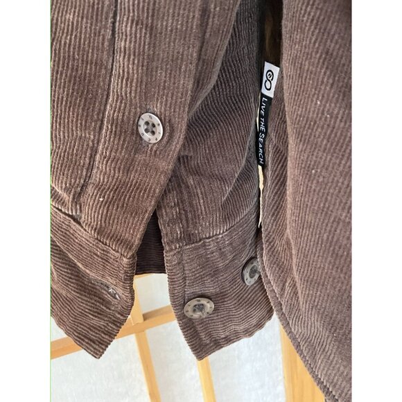 RIP CURL Corduroy Button Down Hooded Jacket, Sherpa Lined, Brown, Medium - Picture 8 of 8